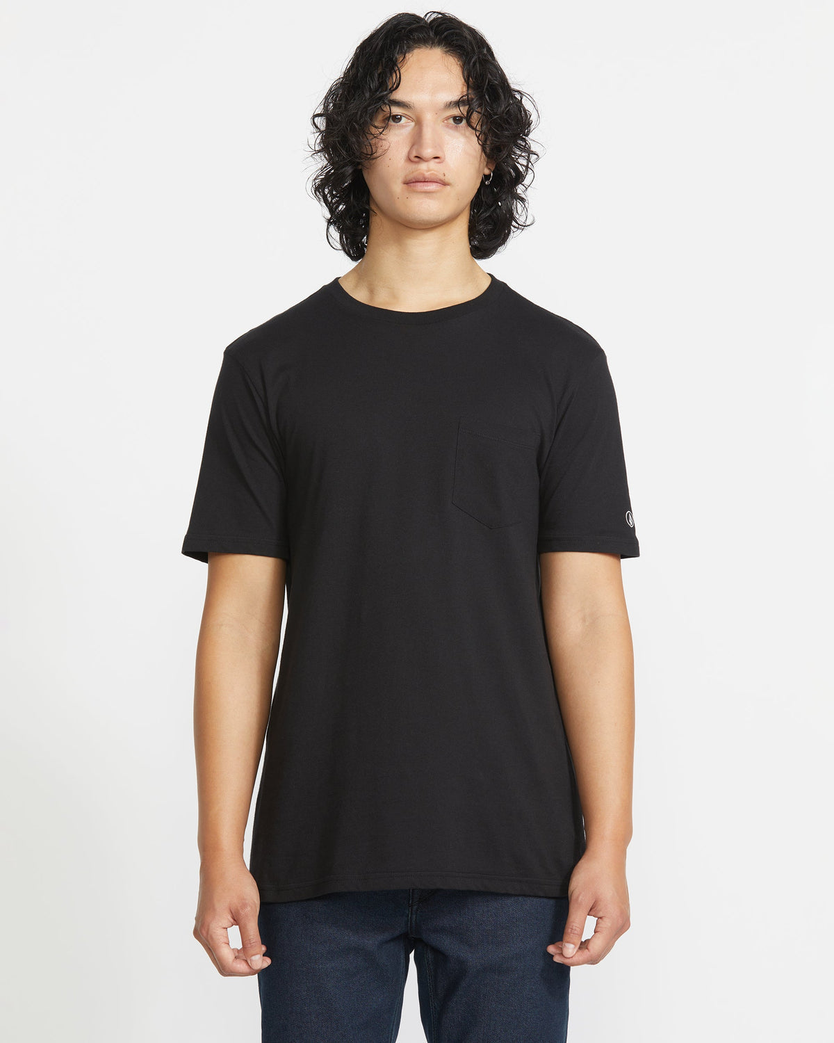 Men's Solid Short Sleeve Shirt Pocket Tee Black - Volcom