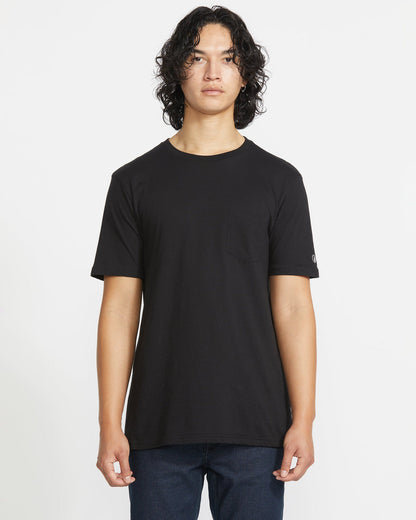Men's Solid Short Sleeve Shirt Pocket Tee Black - Volcom