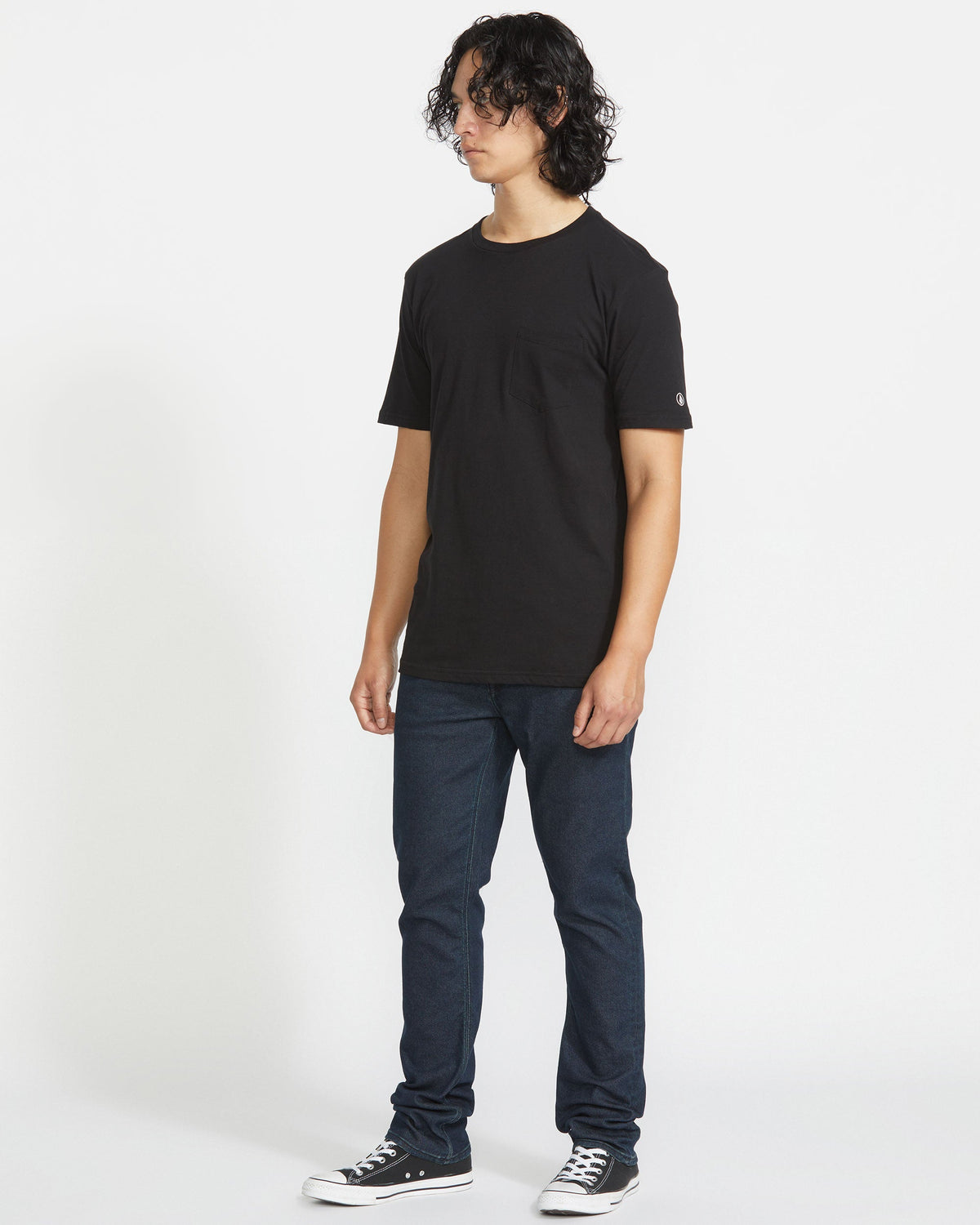 Men's Solid Short Sleeve Shirt Pocket Tee Black - Volcom