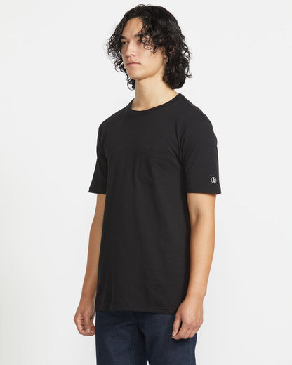 Men's Solid Short Sleeve Shirt Pocket Tee Black - Volcom