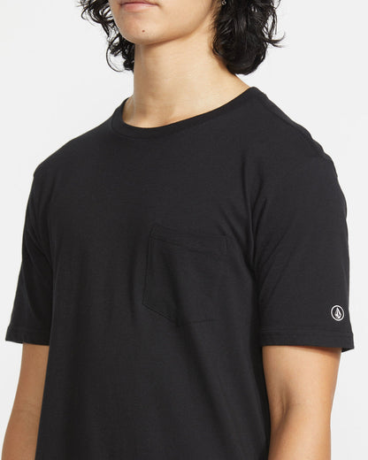 Men's Solid Short Sleeve Shirt Pocket Tee Black - Volcom